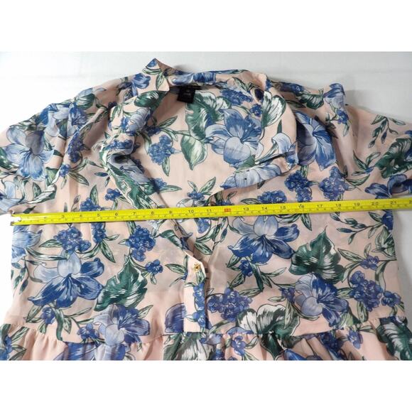 Kate & Lily Size 10 Maxi Dress Sheer Pink Floral Tropical Chiffon Collared Butt - Picture 8 of 15